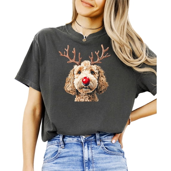 Goldendoodle Christmas Reindeer Unisex Shirt Doodle Dog Owner Festive Holiday Graphic Tee Pepper Shirt Adult X-Large