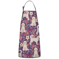 Goldendoodle Dog and Flower Floral Apron-Garden Aprons for Women with Pockets-Cotton Linen Waterproof Kitchen Cooking Gardening Aprons Adjustable for Kitchen,Cooking,BBQ and Salon 33x27 Inch