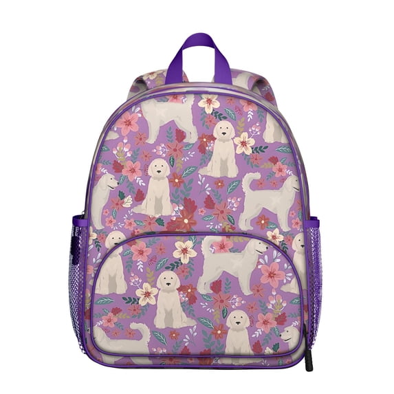 Goldendoodle Dog and Flower Floral Backpack Backpack for School,Cute School Bag,Schoolbag with Adjustable Shoulder Straps & Padded Back,13.8"x11.4"x6"
