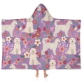 thumbnail image 1 of Goldendoodle Dog and Flower Floral Hooded Bath Towel，60"x35" for Ages 3 To 12 Kids, Quick Dry Lightweight Soft Microfiber Hood Beach Towel Cover Up for Kids, 1 of 7