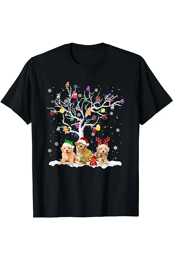 Goldendoodle Dog Holiday Tree Winter Xmas Fun Gifts Unisex T-Shirt up to size 5XL