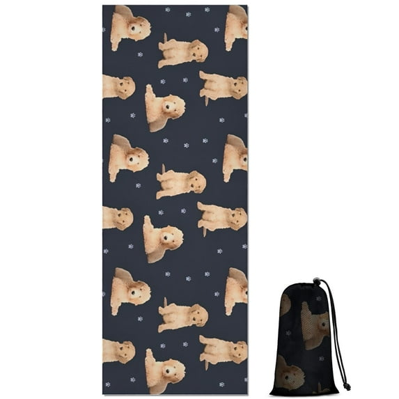 Goldendoodle Dog Hot Yoga Mat Towel Non Slip for Hot Yoga - Quick-Drying Yoga Mat Cover with 4 Corner Pockets with Travel Bag - Hot Yoga Towel Non Slip Grip Moisture Wicking Sweat 70"x26"
