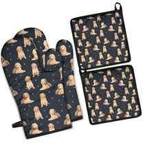 Goldendoodle Dog Kitchen Oven Mitt and Pot Holder Sets 2 Pcs for Baking, Cooking and Grilling, Heat Resistant Up To 392 °F