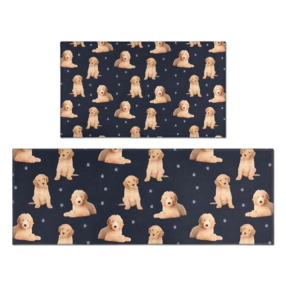 Goldendoodle Dog Kitchen Rugs Sets Of 2,Anti Fatigue Kitchen Mat Rugs Non Slip Washable,Decorative Kitchen Floor Mats for Kitchen,Sink,Laundry,17"x30"+17"x47"