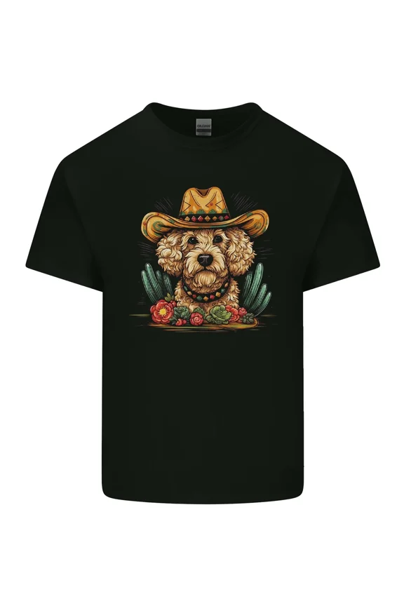 Goldendoodle Dog Mexican Western Style Cinco De Mayo Cotton Unisex T-Shirt, up to size 5XL