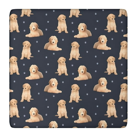Goldendoodle Dog Square Fitted Tablecloth with Elastic Edge,Square Table Cover,Washable Elastic Table Cover for Home Kitchen Party Decor 36"x36"