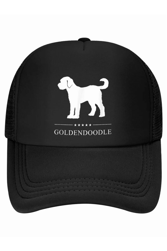 Goldendoodle Dog White Silhouette Baseball Cap