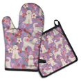thumbnail image 1 of Goldendoodle Dog and Flower Floral Kitchen Oven Mitt and Pot Holder Sets 2 Pcs for Baking, Cooking and Grilling, Heat Resistant Up To 392 °F, 1 of 7