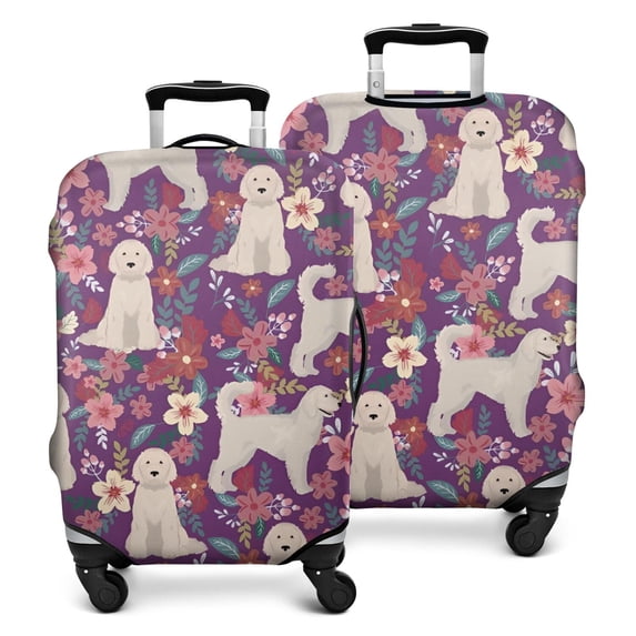 Goldendoodle Dog and Flower Floral Luggage Cover Fashion Suitcase Cover Baggage Covers Fit 25-28 Inch Luggage (Go Travel)