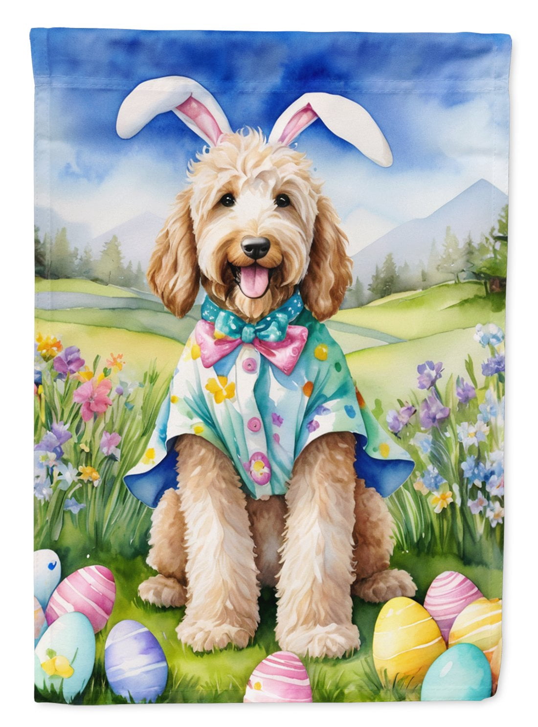 Goldendoodle Easter Egg Hunt Garden Flag 11.25 in x 15.5 in
