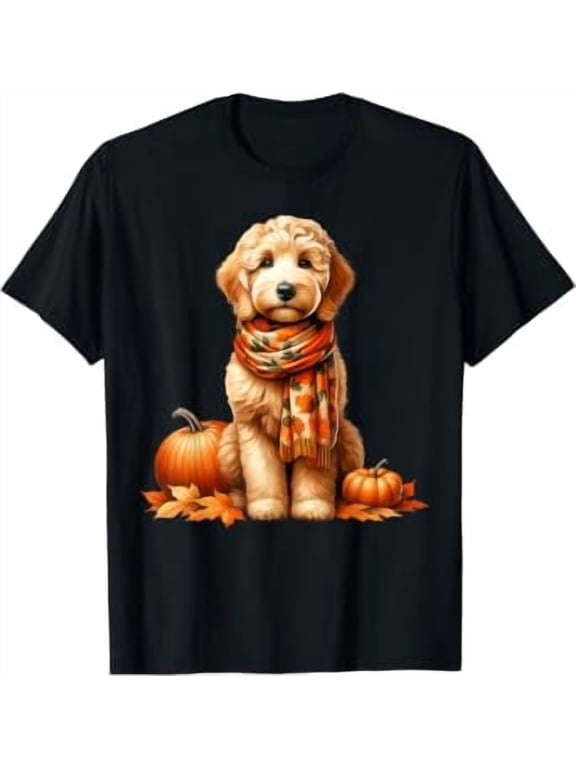 Goldendoodle Fall Dog Autumn Design T-Shirt