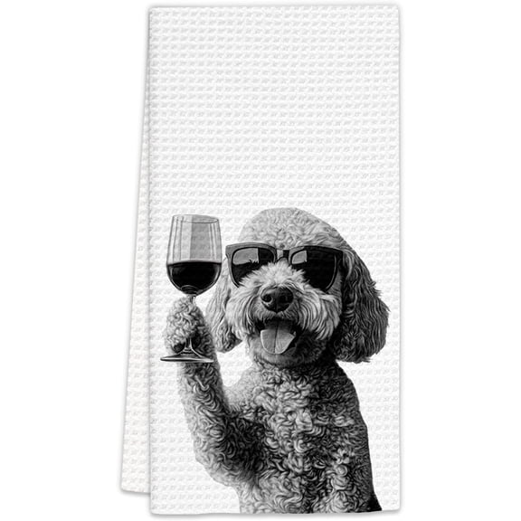 Goldendoodle Gifts Wine Kitchen Towels, Gifts for Golden Doodle Dog Wine Lovers Decorative Hand Dish Towel for Kitchen Home Bar, Funny Golden Doodle WineLover Home Bars Kitchen Decor(16x24inch)