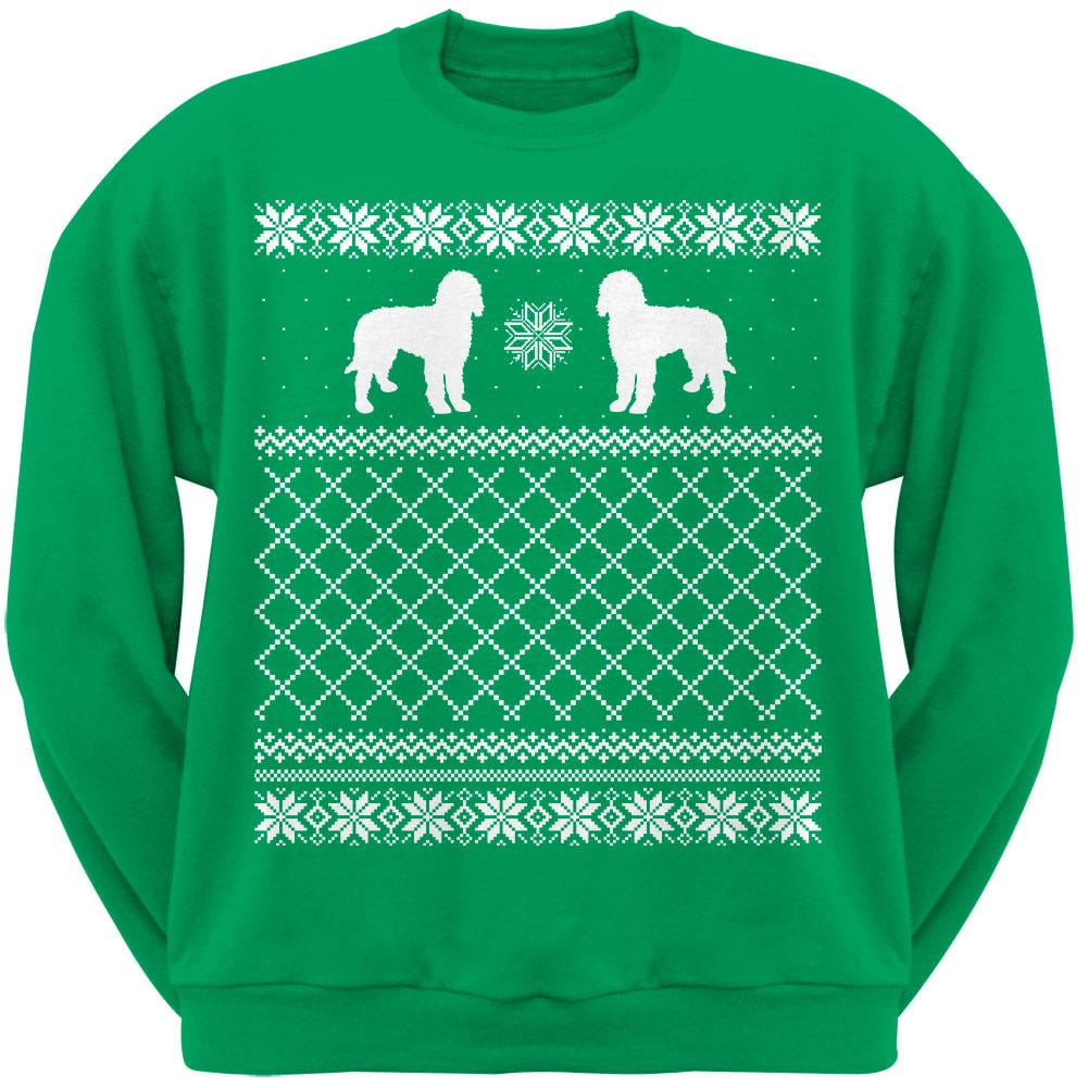 Goldendoodle Green Adult Ugly Christmas Sweater Crew Neck Sweatshirt