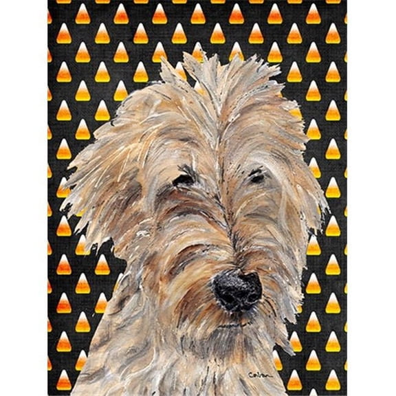 Goldendoodle Halloween Candy Corn Flag Garden Size