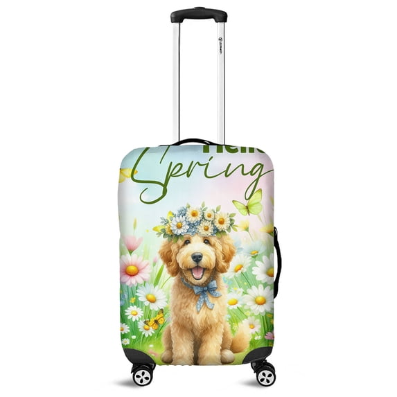 Goldendoodle Hello Spring Time Flower Floral Nature Travel Luggage Cover Doodle Dog Lover Gifts Idea Suitcase Dust Protective Decor - 02031