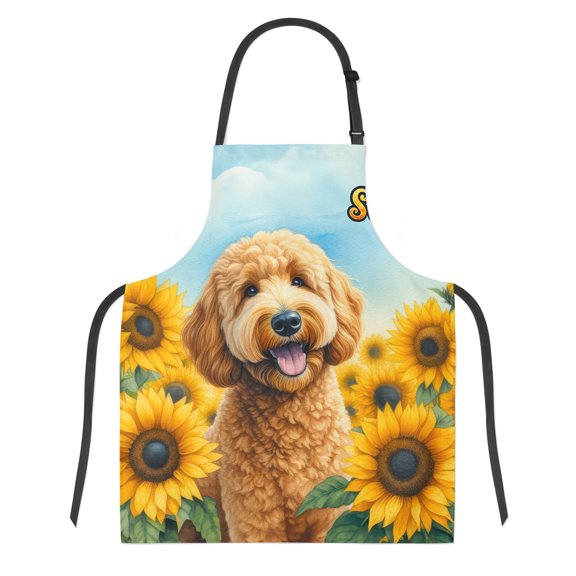 Goldendoodle Hello Summer Sunshine Sunflowers Spring Retro Vintage Apron Doodle Dog Lover Gifts Idea for Cooking Grilling Baking Painting Gardening - 00008