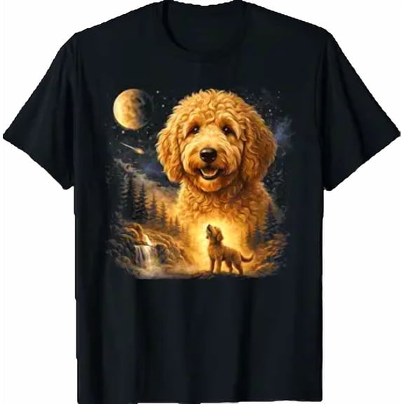 Goldendoodle Howling Moon Vintage T-Shirt