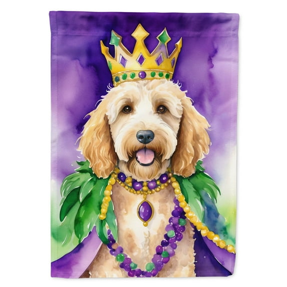Goldendoodle King of Mardi Gras House Flag