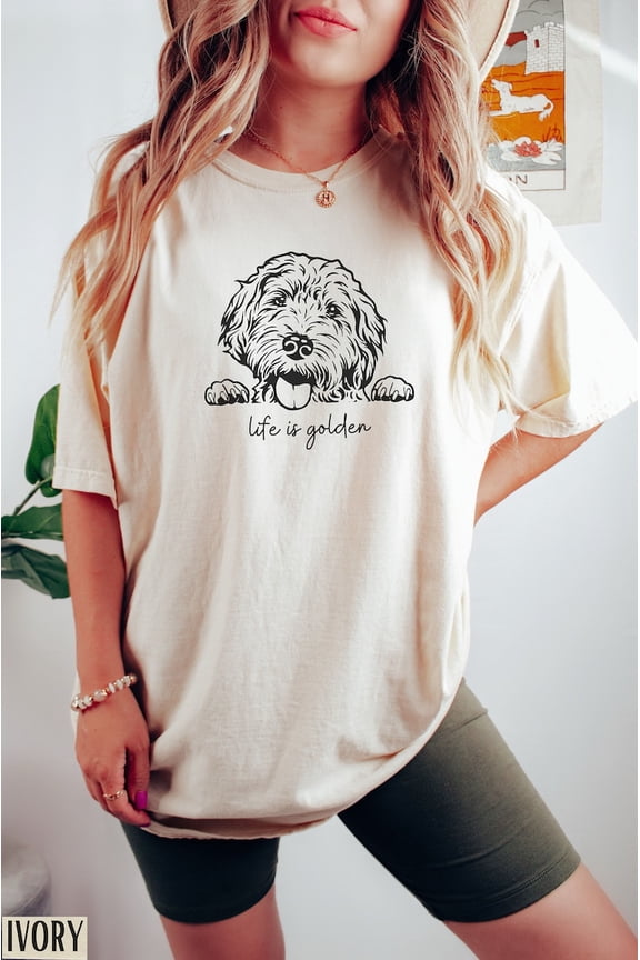 Goldendoodle Life Is Golden Shirt, Doodle Dog Graphic Tee for Dog Lovers, Casual Breed-Inspired Top, Comfort Colors Unisex Cotton T-Shirt, Sizes S-3XL