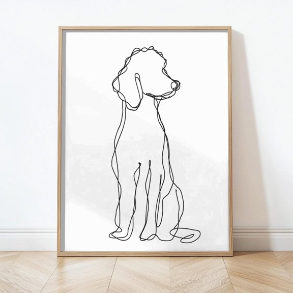 Goldendoodle Line Art Minimalist Dog Wall Art Modern Pet Illustration, Unframed Canvas 16x20in