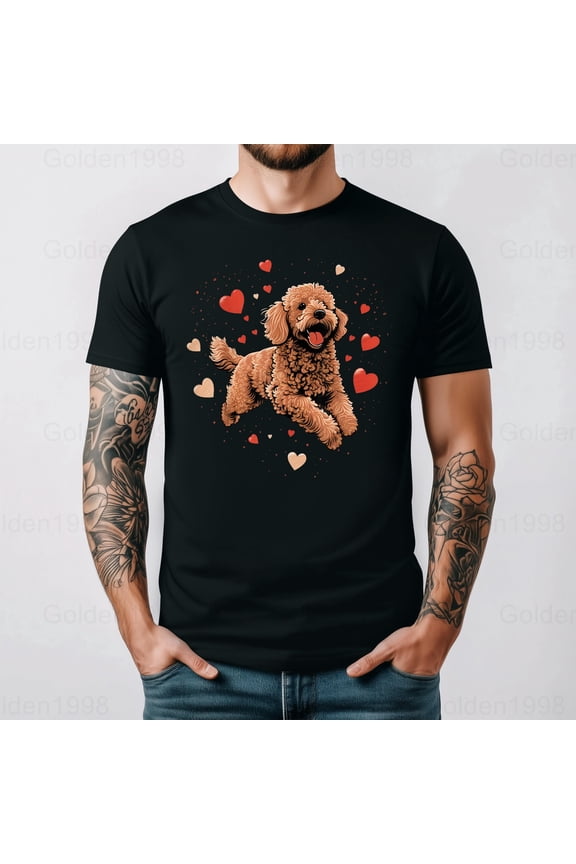 Goldendoodle Love Heart Graphic Cute Golden Doodle Pet Lover Graphic,for men & women up to 5XL