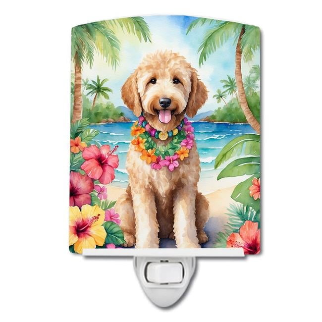 Goldendoodle Luau Ceramic Night Light 4 in x 6 in