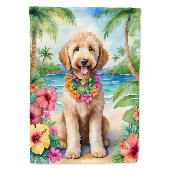 Goldendoodle Luau Garden Flag 11.25 in x 15.5 in