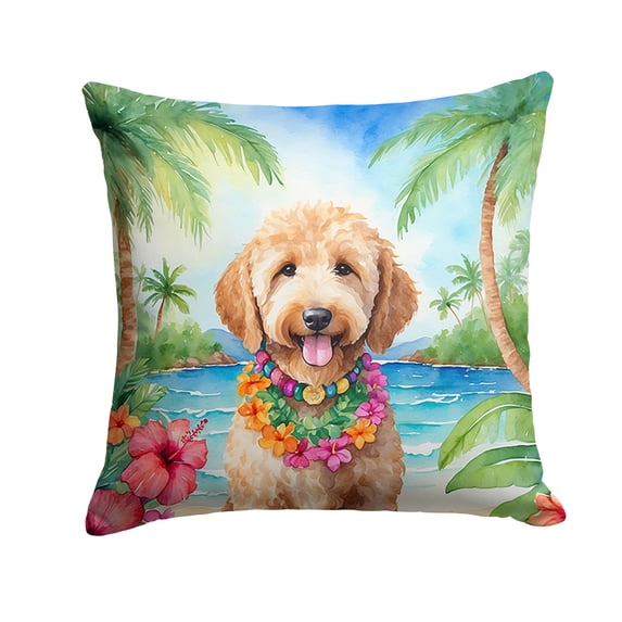 Goldendoodle Luau Throw Pillow 18 in x 18 in
