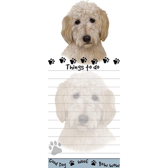 "Goldendoodle Magnetic List Pads" Uniquely Shaped Sticky Notepad