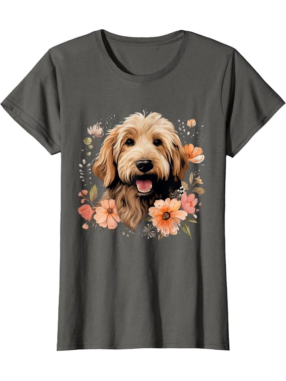 Goldendoodle Mom Golden Doodle Dog Lover Flowers Cute T-Shirt DARK HEATHER Unisex S-5XL Hot Trending Shirt, Vintage Birthday Gift