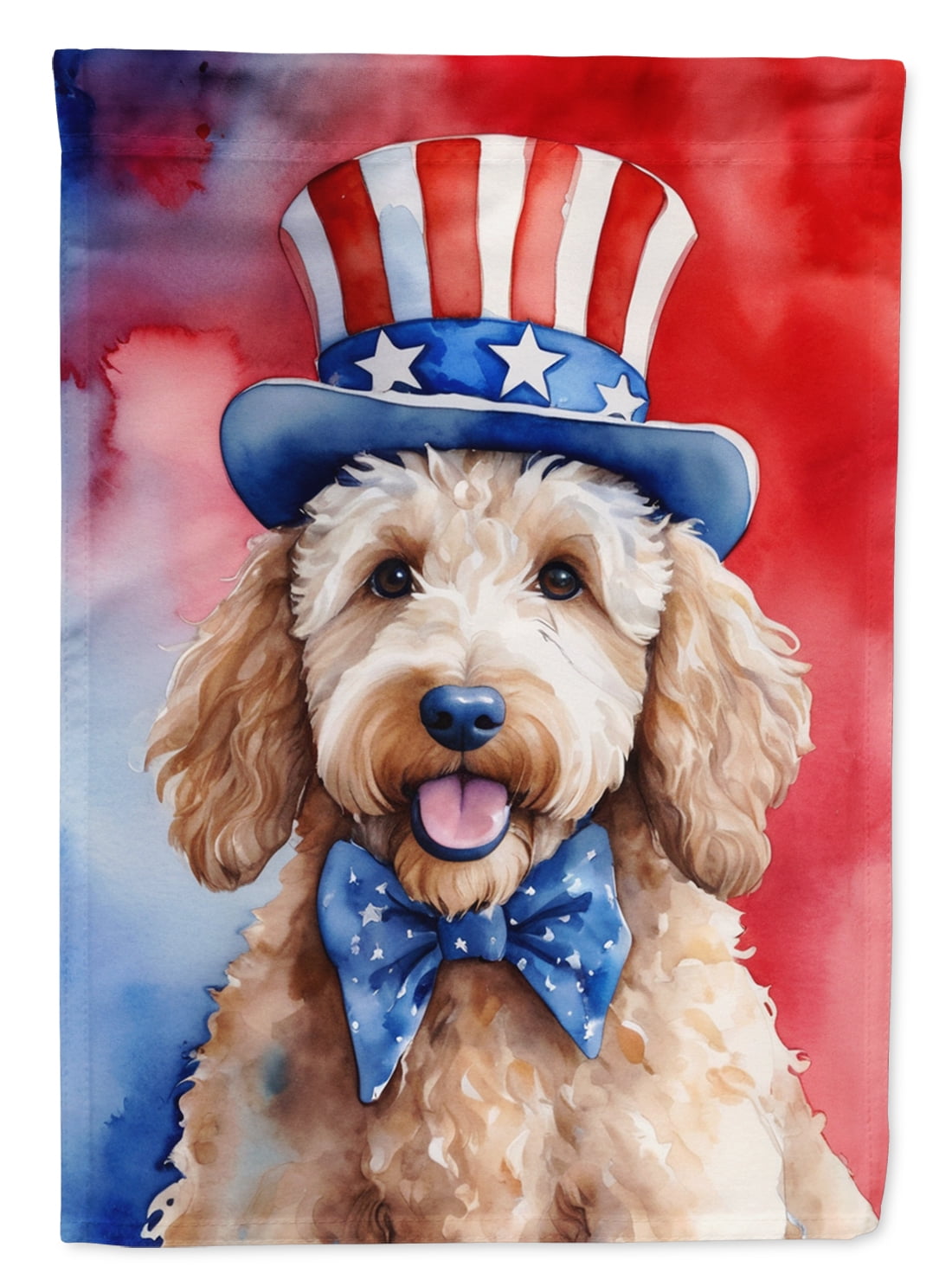 Goldendoodle Patriotic American House Flag 28 in x 40 in