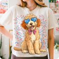 thumbnail image 1 of Goldendoodle Patriotic T-Shirt, Retro Fourth of July Dog Shirt, USA Red White Blue Bow Tee, Cute Independence Day Gift, 1 of 5