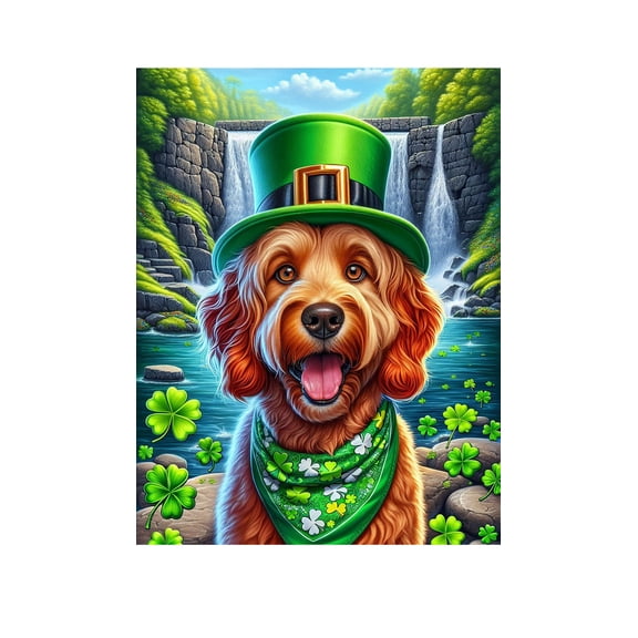 Goldendoodle Red - Best of Breed DCR Saint Patricks Day Garden Flag 12" x 17"
