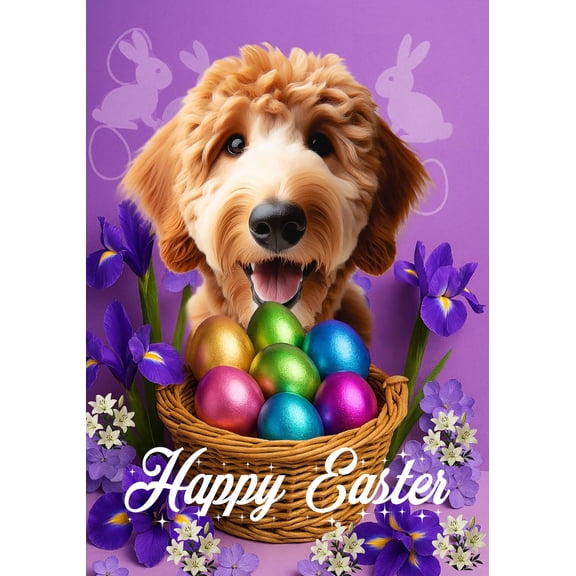 Goldendoodle Red - Best of Breed Easter Holiday Outdoor House Flag 28" x 40" Mailbox Flag Dog Flag