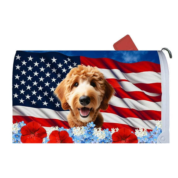 Goldendoodle Red - Best of Breed Patriotic Dog Breed Mail Box Cover