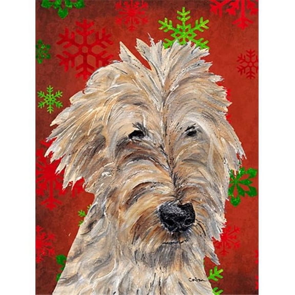 Goldendoodle Red Snowflake Christmas Flag Garden Size