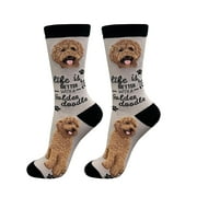 E&S Pets Goldendoodle Red Socks - Life is Better Socks for Pet Lovers - Cute Unisex Socks - One Size Fits Most