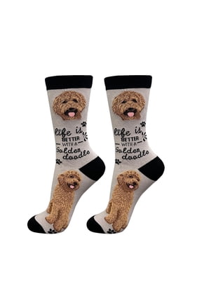 Goldendoodle Red Socks - Life is Better Socks for Pet Lovers - Cute Unisex Socks - One Size Fits Most