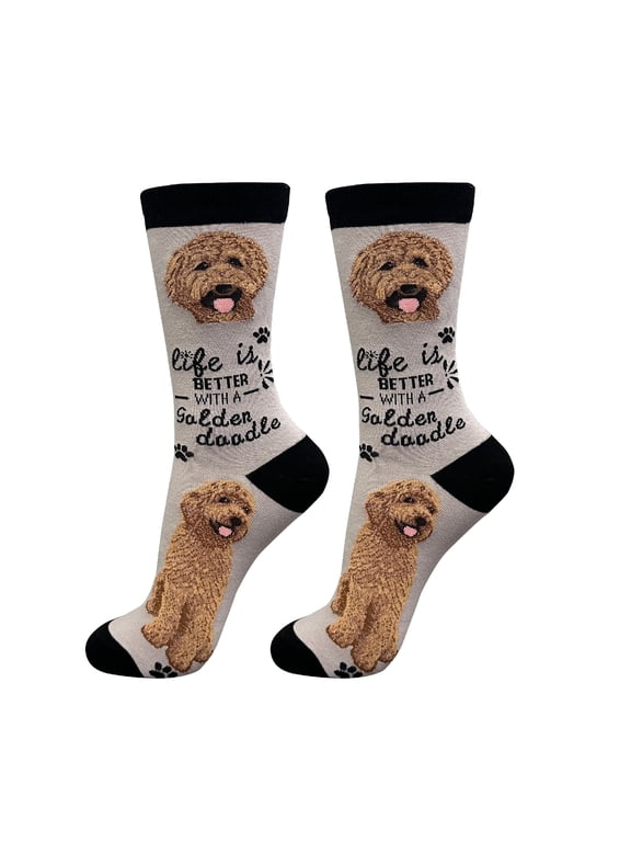 Goldendoodle Red Socks - Life is Better Socks for Pet Lovers - Cute Unisex Socks - One Size Fits Most