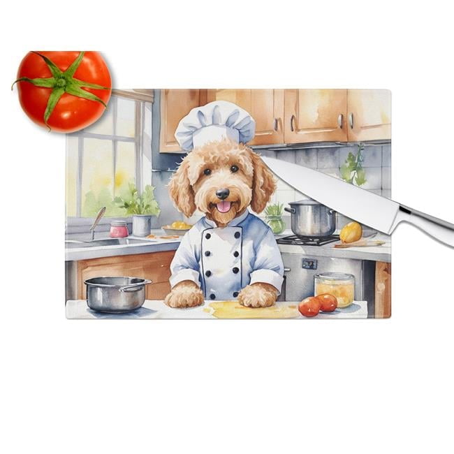 Goldendoodle The Chef Glass Cutting Board 12 in x 15 in