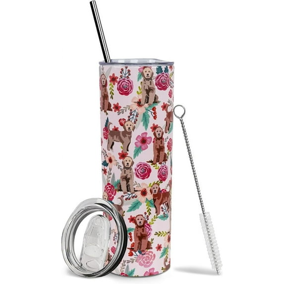 Goldendoodle Tumbler Stainless Steel Vacuum Insulated Double Wall Travel Tumbler - Dog Lovers Gifts for Women - Insulated Coffee Tumblers for Hot and Cold Drinks - With Straw and Lid 20 OZ