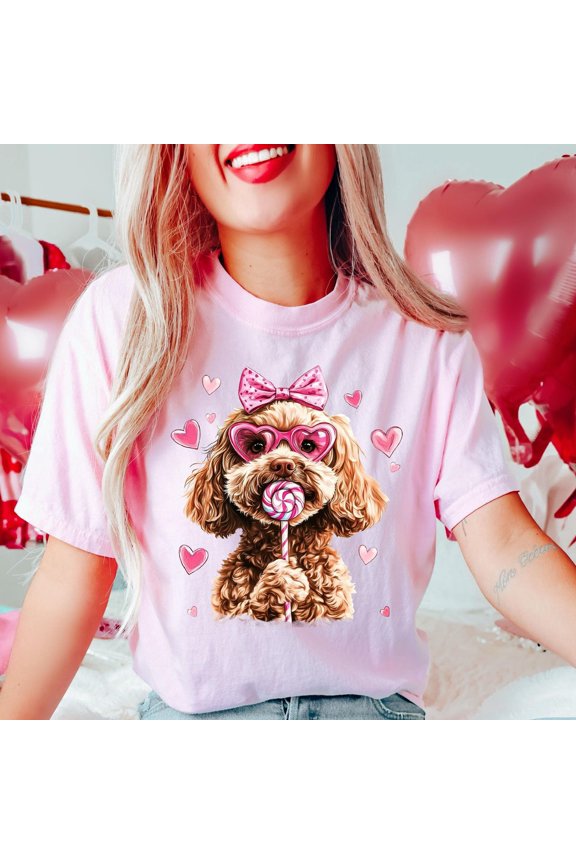 Goldendoodle V-Day Shirt, Dog Lover Love Gift, Animal V-Day Shirt, Dog Owner Love Gift LIGHT PINK Unisex S-5XL Hot Trending Shirt, Vintage Birthday Gift