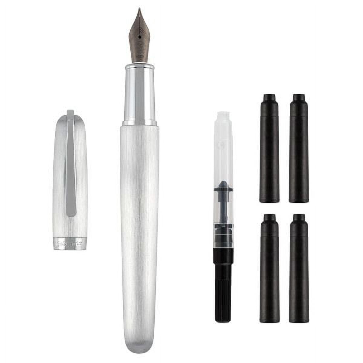 Goldenritt Sketchwriter Rockwell Fountain Pen - Includes Triple-Section Titanium Nib for Writing & Sketching - [Brushed Silver - Medium]