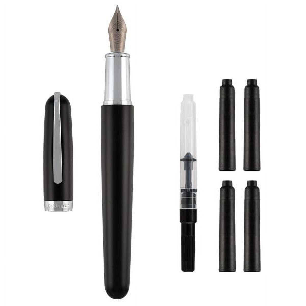 Goldenritt Sketchwriter Rockwell Fountain Pen - Includes Triple-Section Titanium Nib for Writing & Sketching - [Matte Black - Fine]