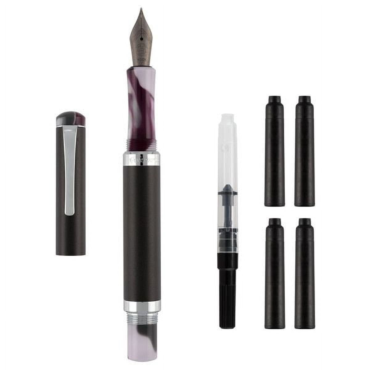 Goldenritt Sketchwriter Victoria Fountain Pen - Includes Triple-Section Titanium Nib for Writing & Sketching - [Charcoal Luster - Medium]