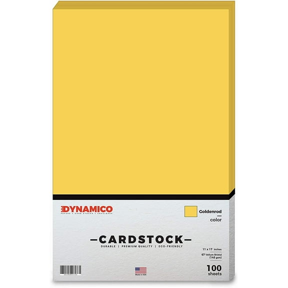 Goldenrod 11 x 17" Pastel Color Cardstock Paper - for Cards and Stationery Printing | Medium to Light Weight Card Stock 67 LB Vellum Bristol | 100 Sheets
