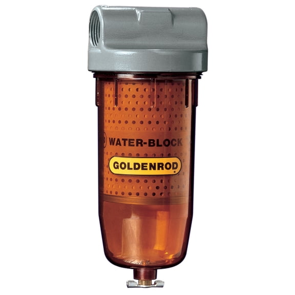 DL Goldenrod Water Block 496 Fuel Filter, 1 in Connection, NPT, 25 gpm