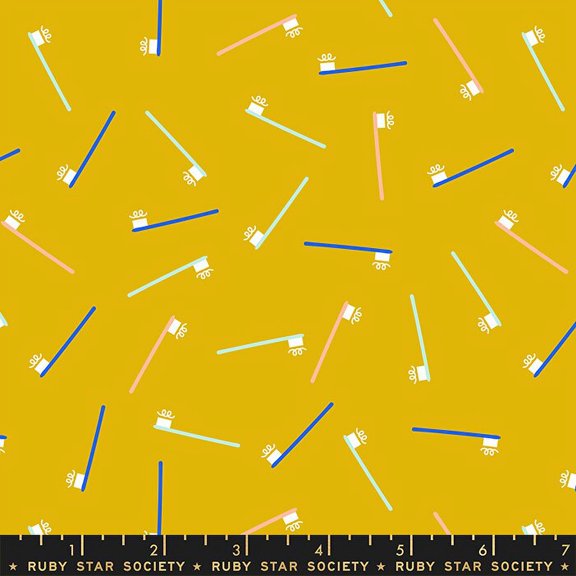 Goldenrod Brusha Brusha Whatnot - Ruby Star Society cotton, Sold by the Quarter Yard