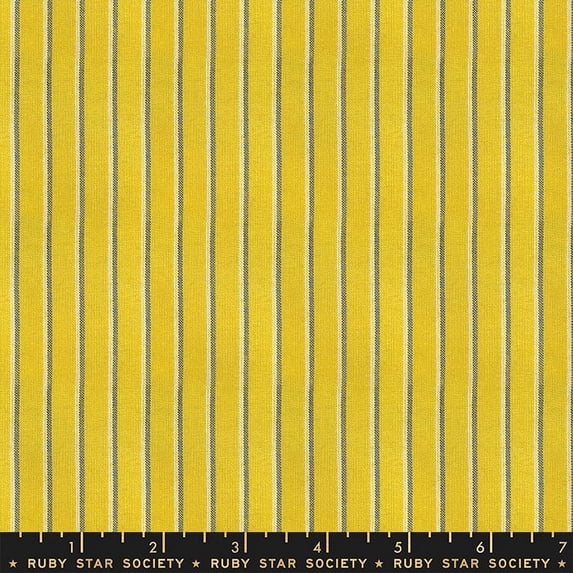 Goldenrod stripe cotton woven fabric - Ruby Star Warp Weft Wovens Sold by the Quarter Yard