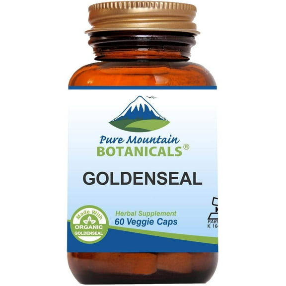 Goldenseal Root Capsules Kosher Vegan Organic Herbal Supplements Brown Glass Bottle (250 mg) (60 Caps)